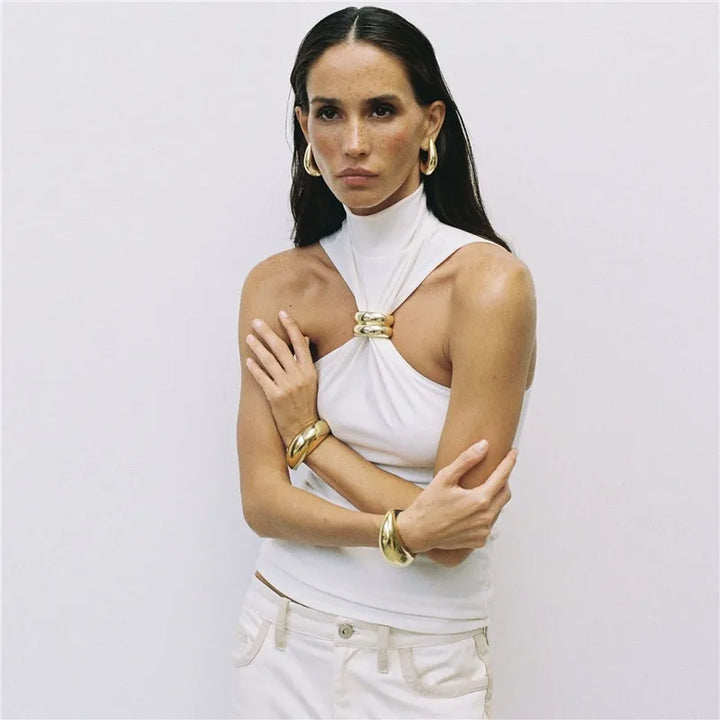 Golf-style tank top with buckle decoration - Moya