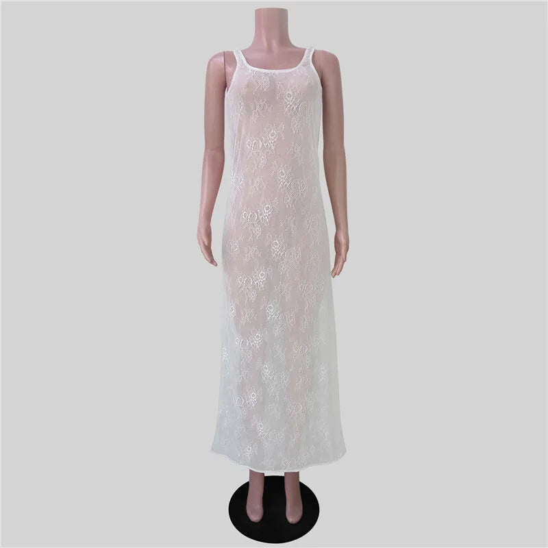 Transparent Lace Maxi Beach Dress - Sasha