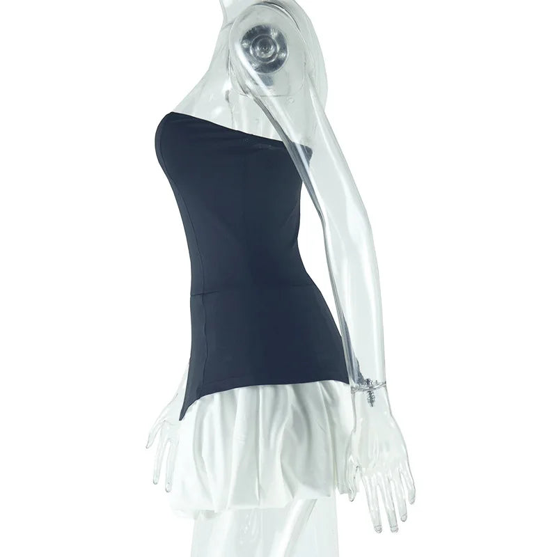 Strapless Mini Balloon Dress with Corset Design - Phoebe