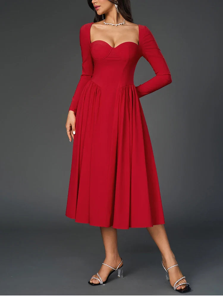 A-line Midi Dress with Rustic Design - Giuliana