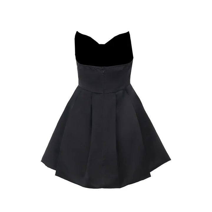 Strapless satin mini dress in A-line cut - Alina