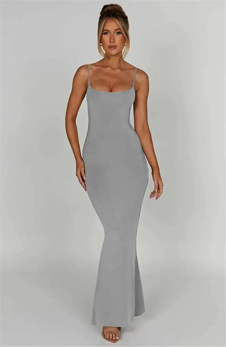 Fitted maxi dress with shaping fabric - Jordi