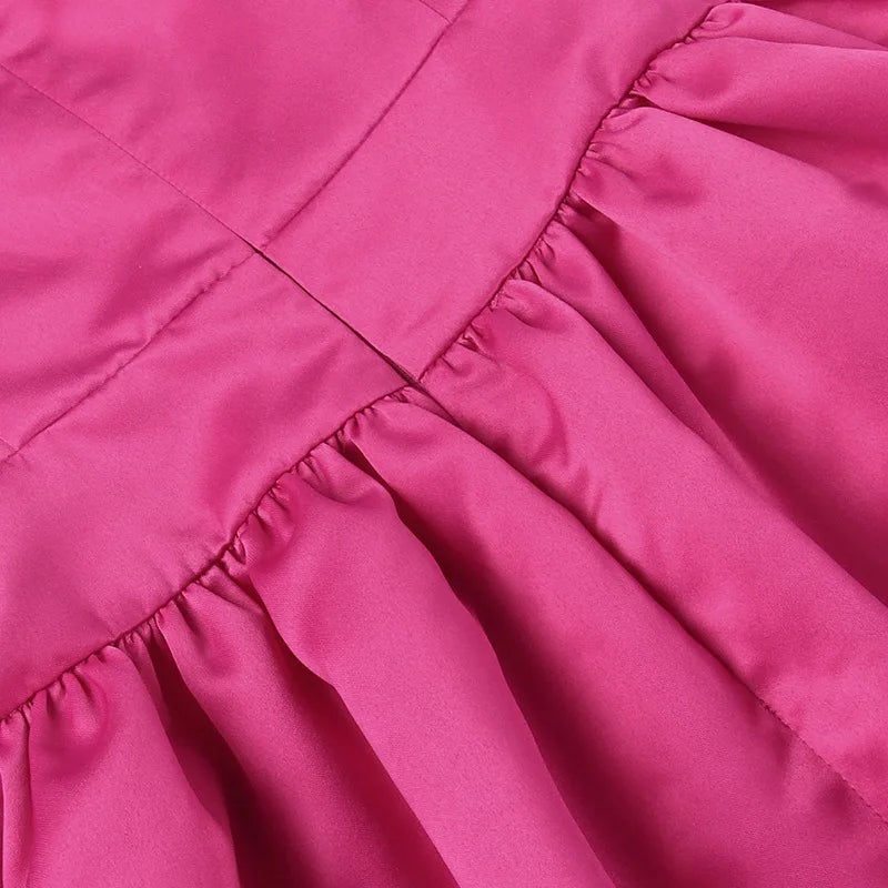 A-Line Satin Mini Dress with Sequin Straps - Miel