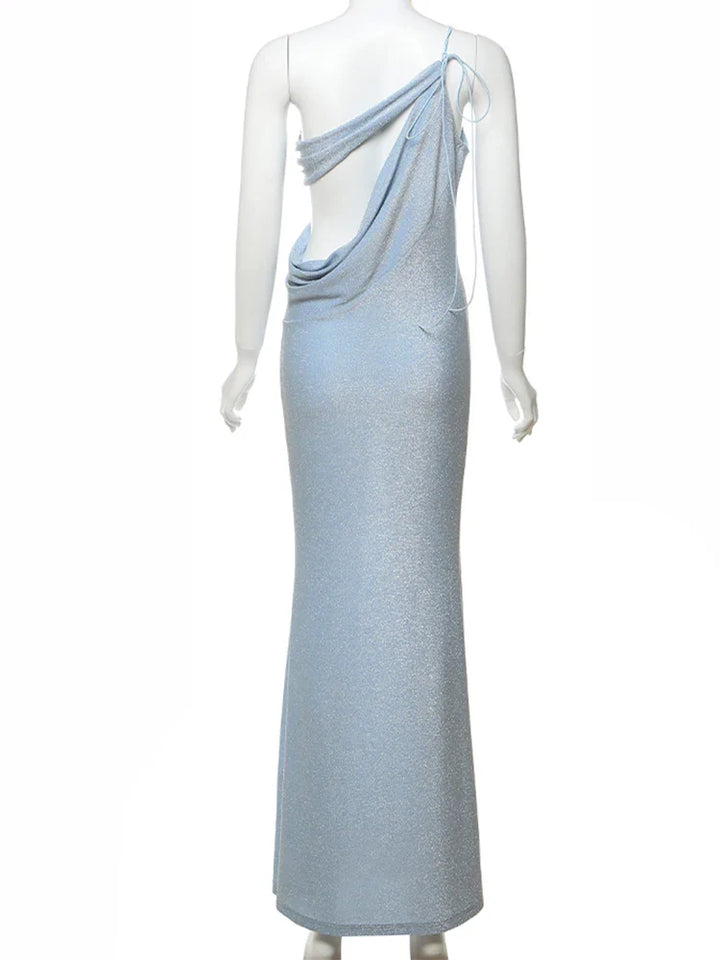 Knitted Sequin Maxi Dress with Cutout and Tie Detail - Cynthia