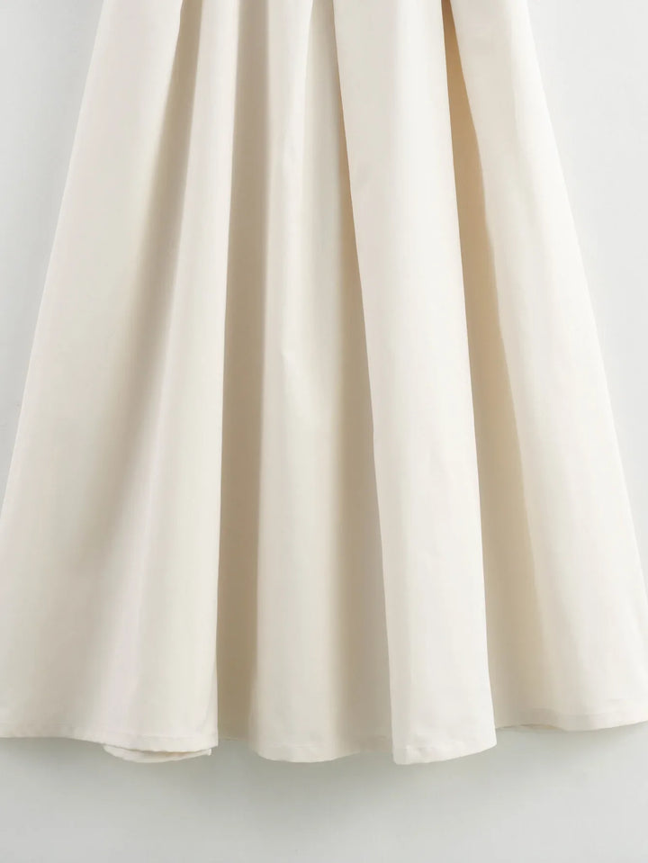 Tailored A-Line Maxi Dress with Front Zipper Closure - Adriana