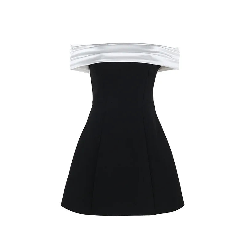 Mini dress with satin off-shoulder straps - Sia