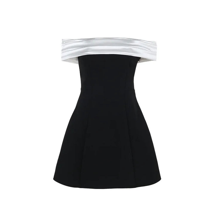 Mini dress with satin off-shoulder straps - Sia