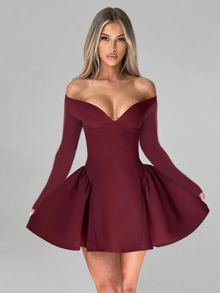 A-Line Mini Dress with Off-the-Shoulder Design - Bailey