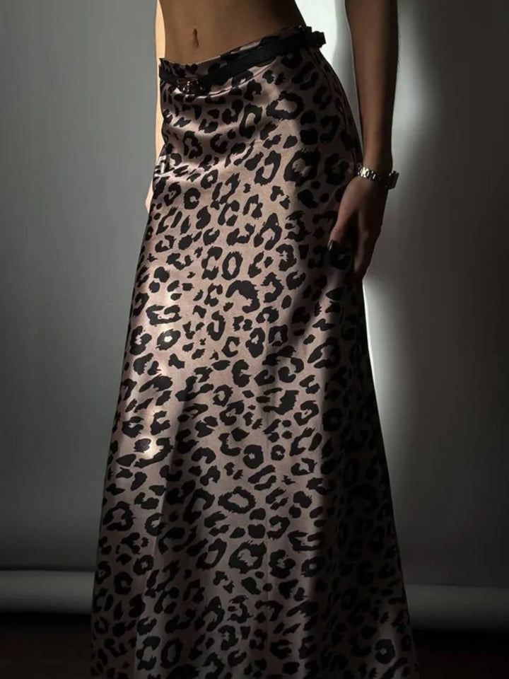 Leopard print satin maxi skirt - TAY