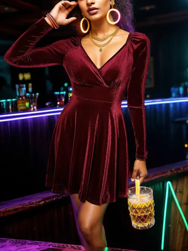 Velvet A-line mini dress - Jude