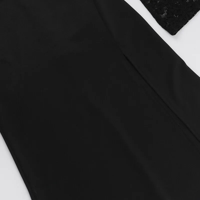 Maxi Dress with Slit and Lace Sleeves - Clarissa