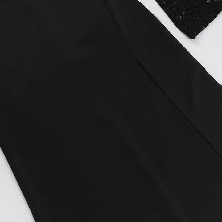 Maxi Dress with Slit and Lace Sleeves - Clarissa