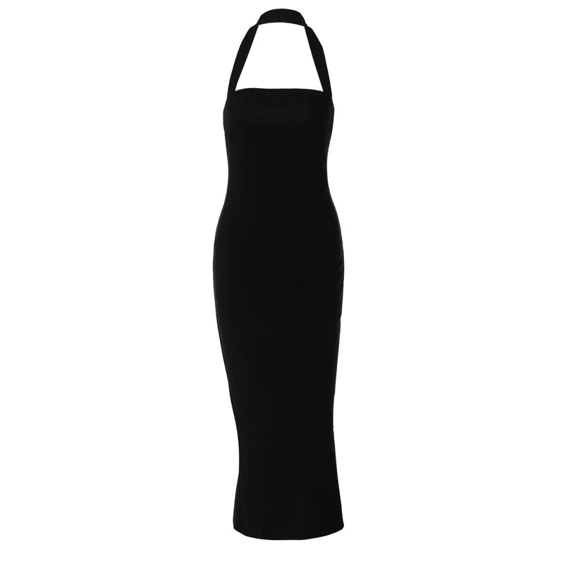 Fitted Midi Dress with Shaping Fabric and Open Back - Paislee