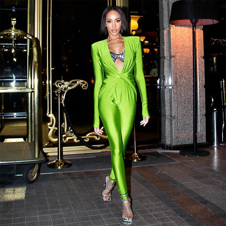 Fitted Jumpsuit with Deep Neckline - Emily