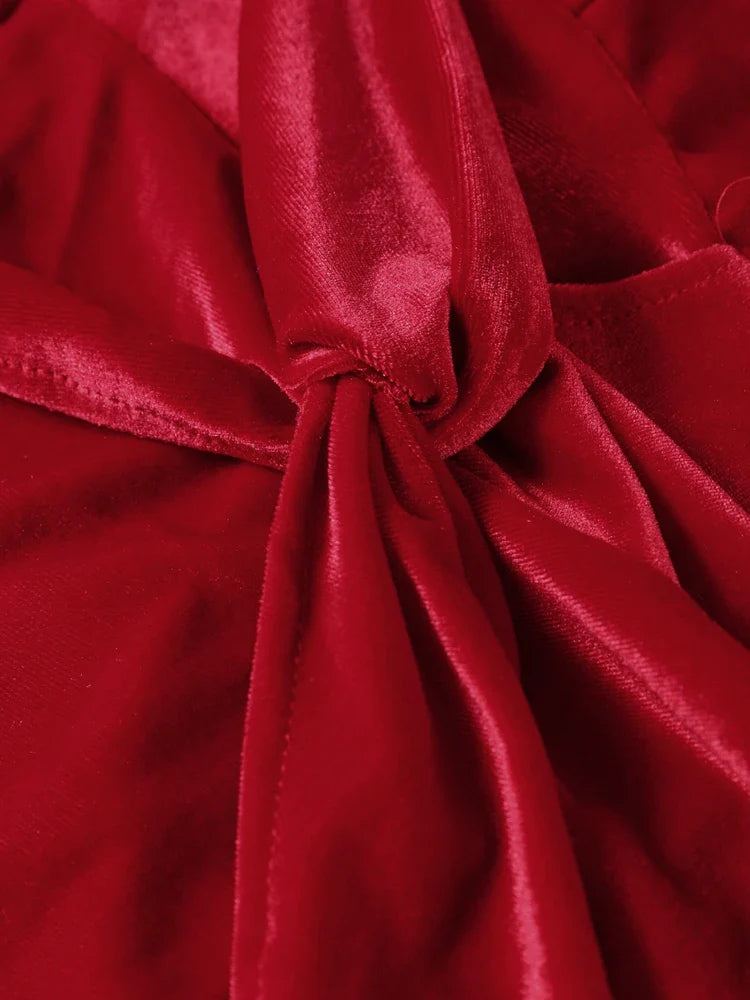 Velvet Strapless Maxi Dress with Corset Design, Back Tie, Waist Cinch, and Slit Detail - London