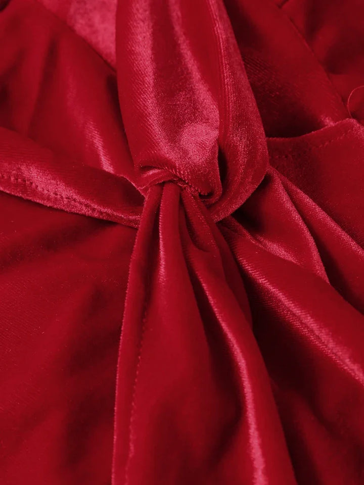 Velvet Strapless Maxi Dress with Corset Design, Back Tie, Waist Cinch, and Slit Detail - London