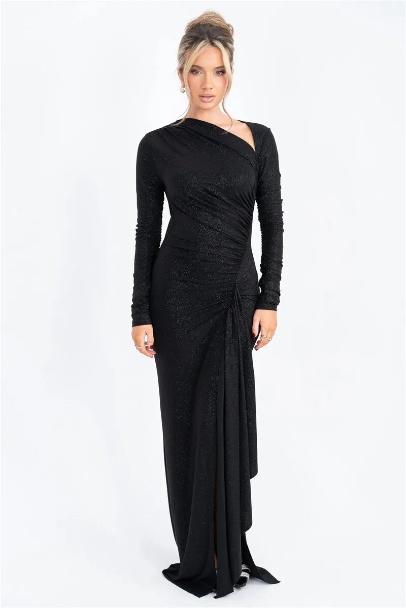 Sequin maxi dress with ruching design - Nofya
