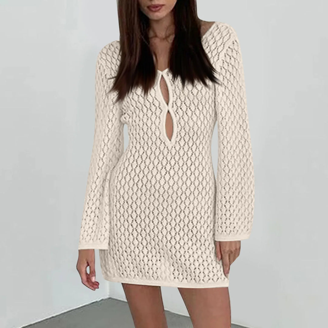 Knitted Mini Beach Dress with Open Back - Keira