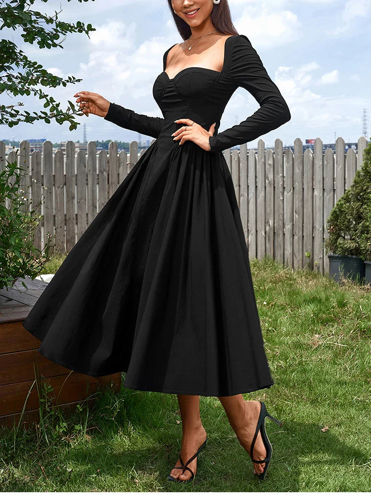 A-line Midi Dress with Rustic Design - Giuliana
