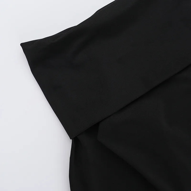 Monochrome balloon mini dress with bare shoulders - Lis
