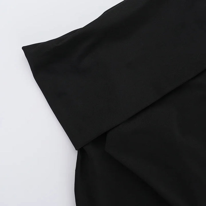 Monochrome balloon mini dress with bare shoulders - Lis