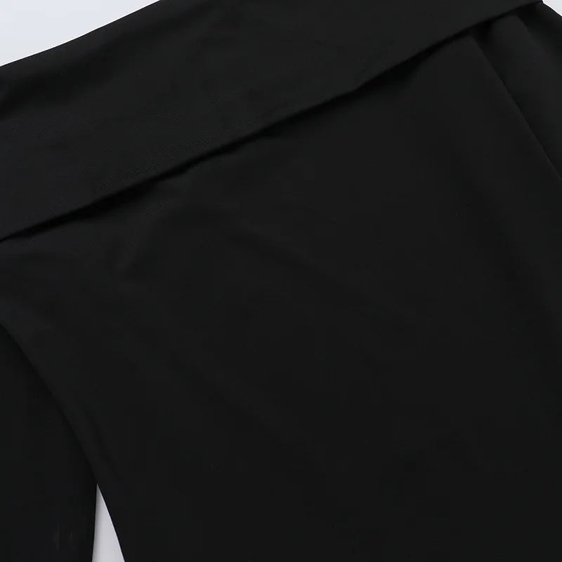 Monochrome balloon mini dress with bare shoulders - Lis