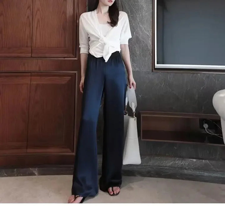Loose fit satin pants