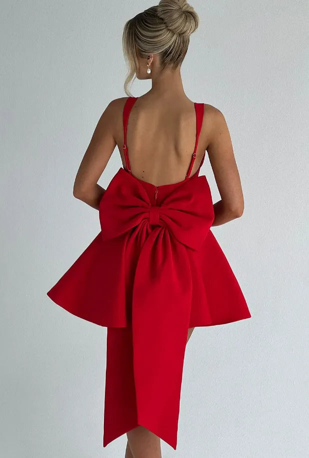 A-Line Mini Dress with Bow Detail - Emma