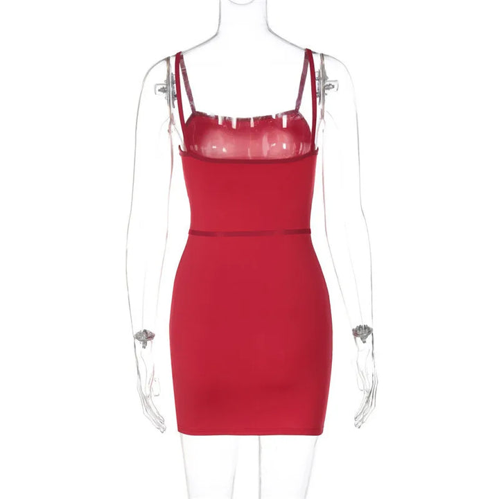 Fitted mini dress with thin belt decoration - LOLI