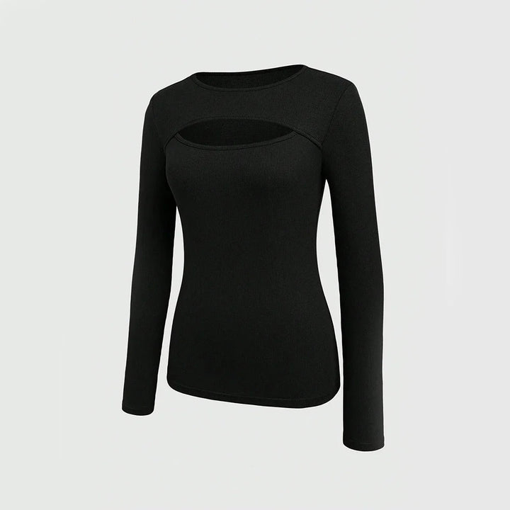 Knitted basic top with cutout design - Irene