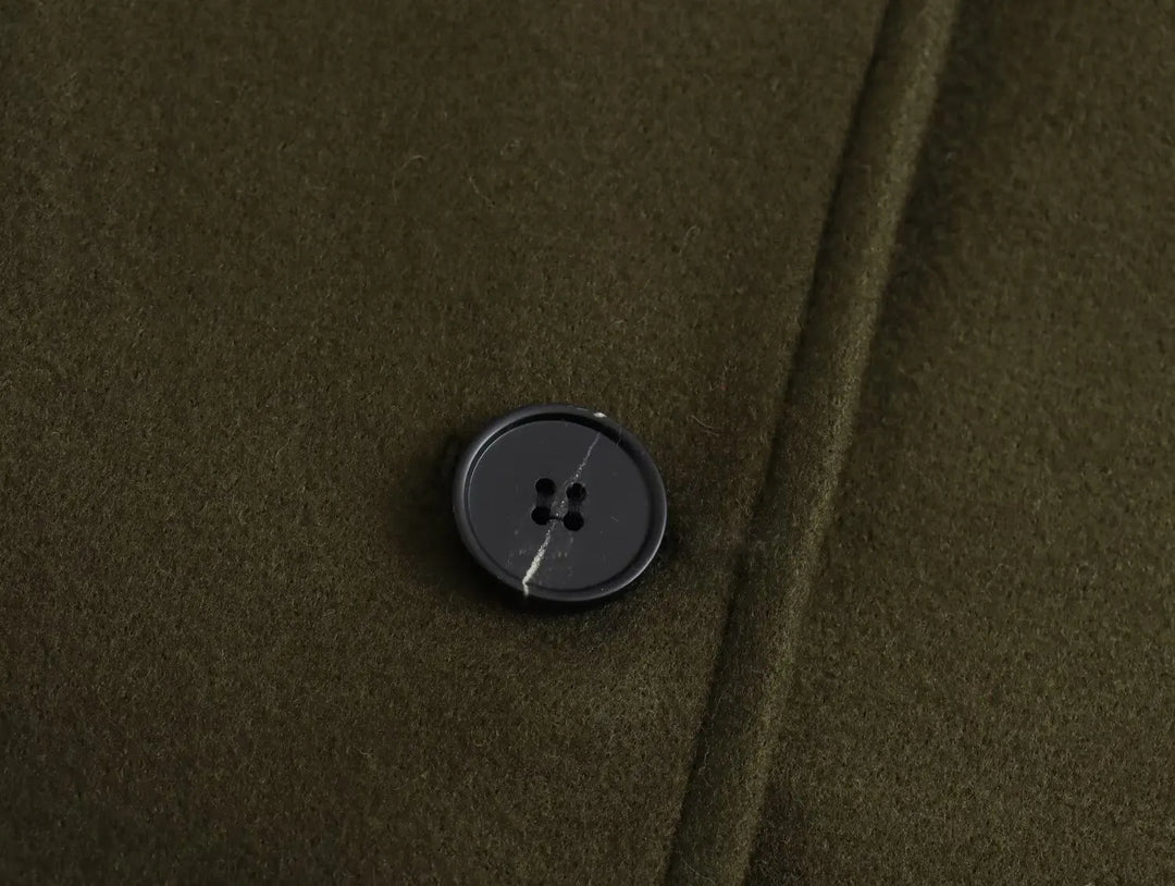 Oversized Wool Coat with Asymmetric Button Closure and Polo Collar - Hollandia