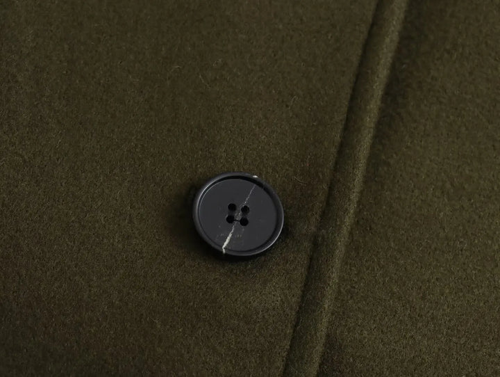 Oversized Wool Coat with Asymmetric Button Closure and Polo Collar - Hollandia