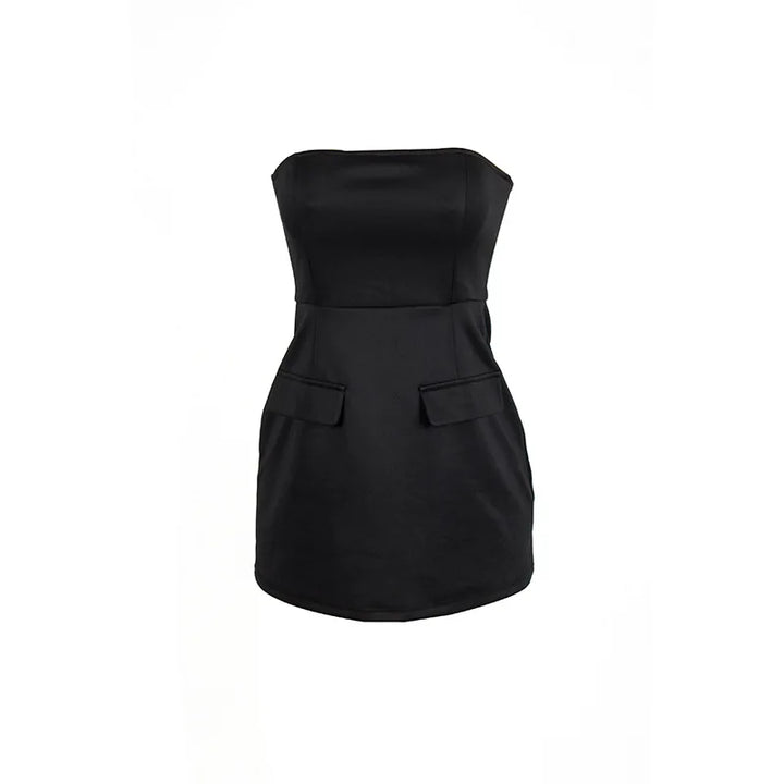 Strapless A-Line Mini Dress with Faux Pocket Detail - Angeles
