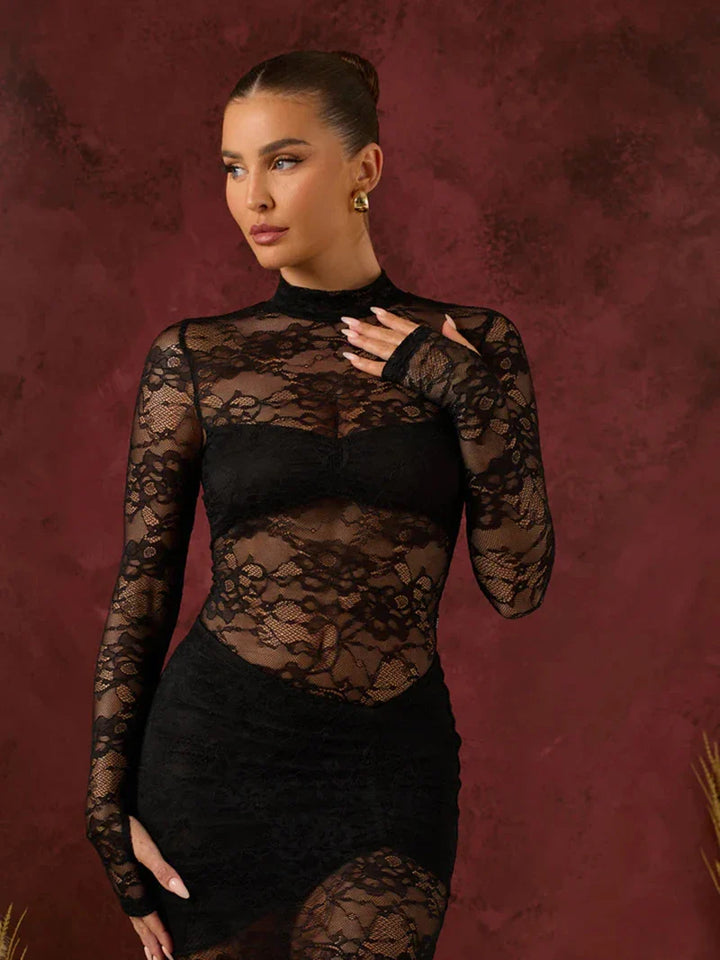 Two-piece lace set bodysuit and maxi skirt - Angelica