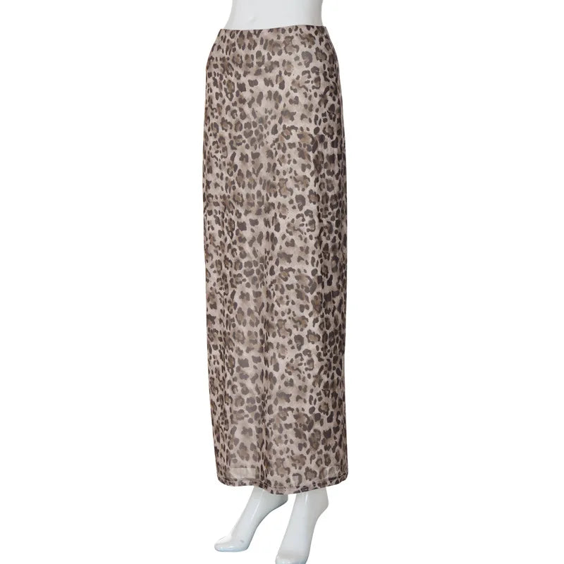 Leopard Print Chiffon Maxi Skirt - Ritz