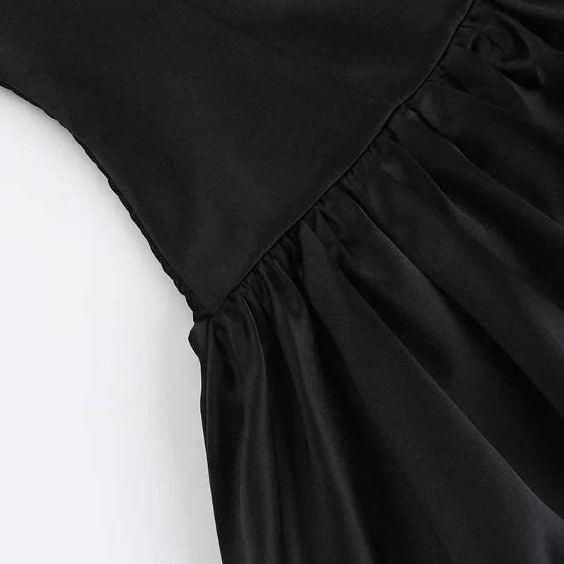 Strapless Satin Mini Dress with Balloon Ruching Design - BELLEN