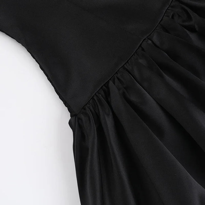 Strapless Satin Mini Dress with Balloon Ruching Design - BELLEN