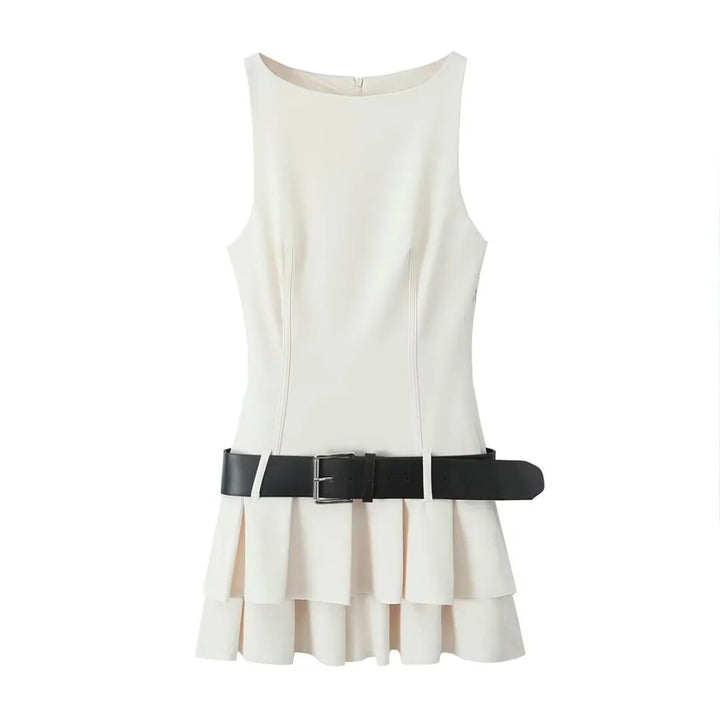 Fitted Mini Dress with Matching Belt - Serena