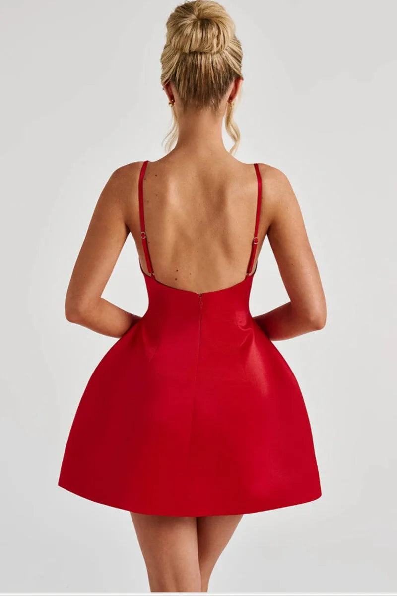 A-line Satin Mini Dress - Juniper