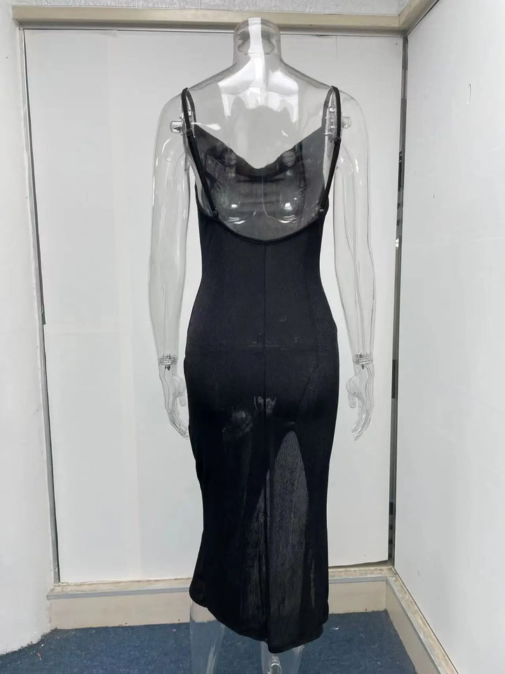 Summer midi knitted dress with slit decoration - Smile