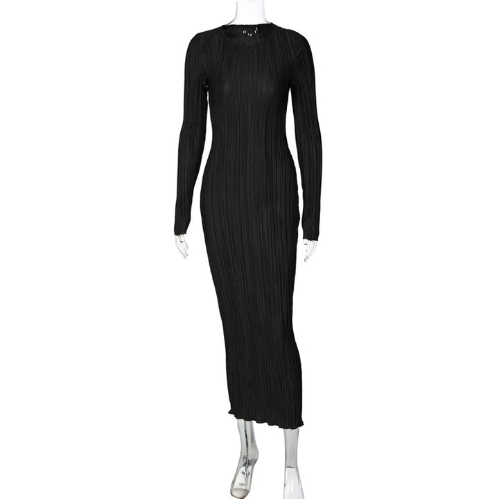 Ruched Shiny Fabric Maxi Dress - Abigail