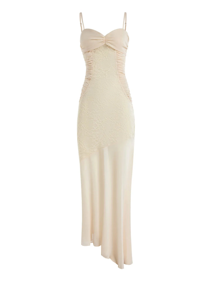 Chiffon maxi dress with lace decoration - Ariana