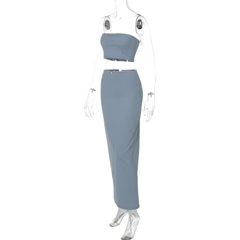Two-piece set maxi skirt and strapless top - Bloom