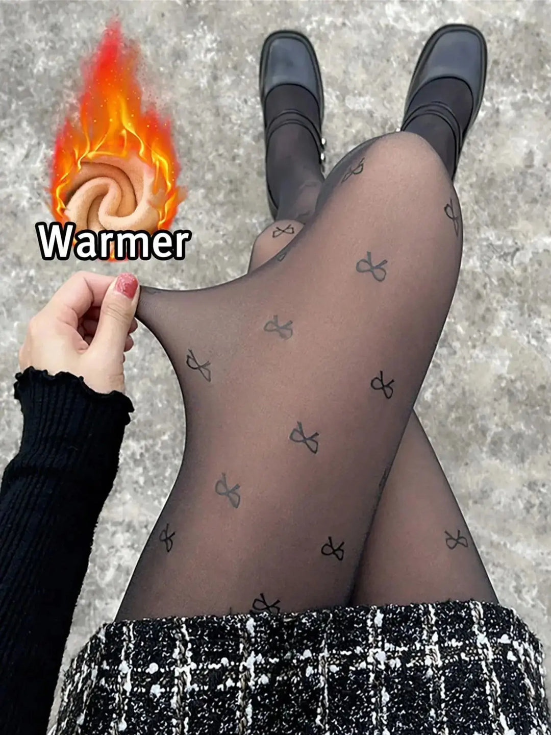 Thermal tights with bow design