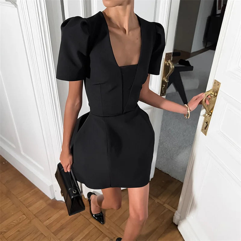 Tailored mini dress in A-line cut - FELISIANA