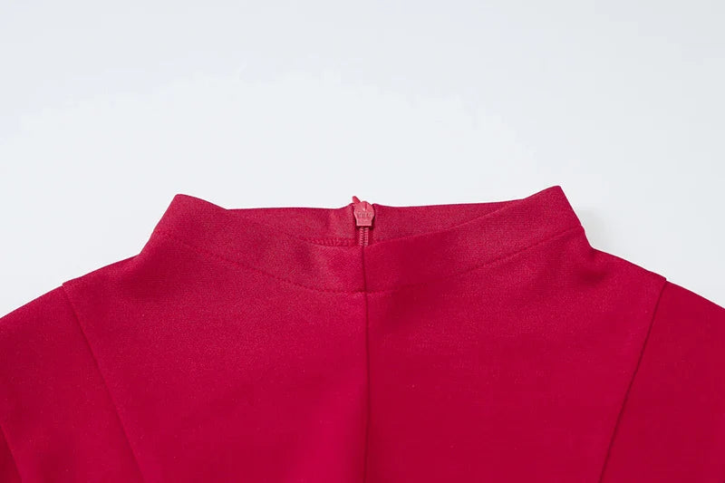 Ruffled Mini Dress with A-Line Cut and Half Turtleneck - Riley