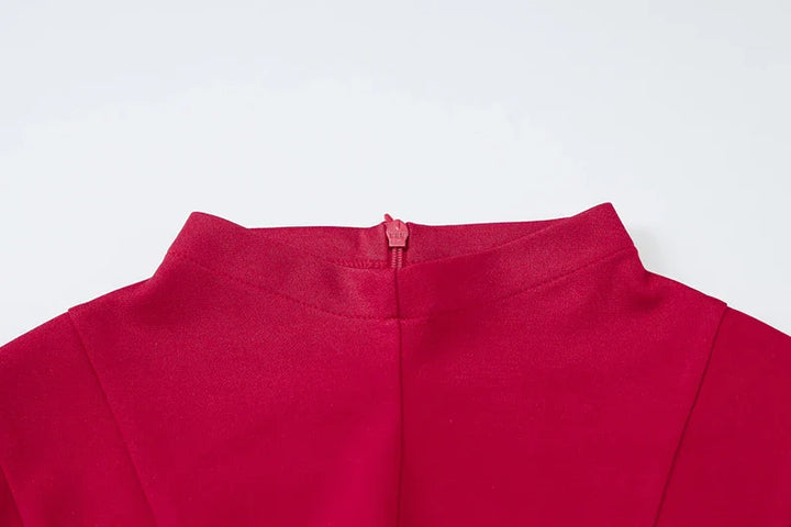 Ruffled Mini Dress with A-Line Cut and Half Turtleneck - Riley