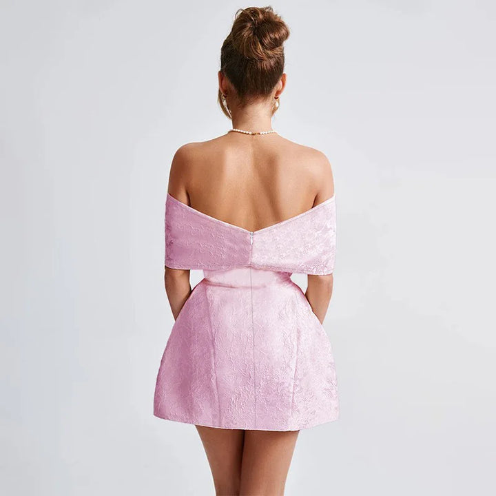 A-line mini dress with bow design and floral embroidery detail - Lenora