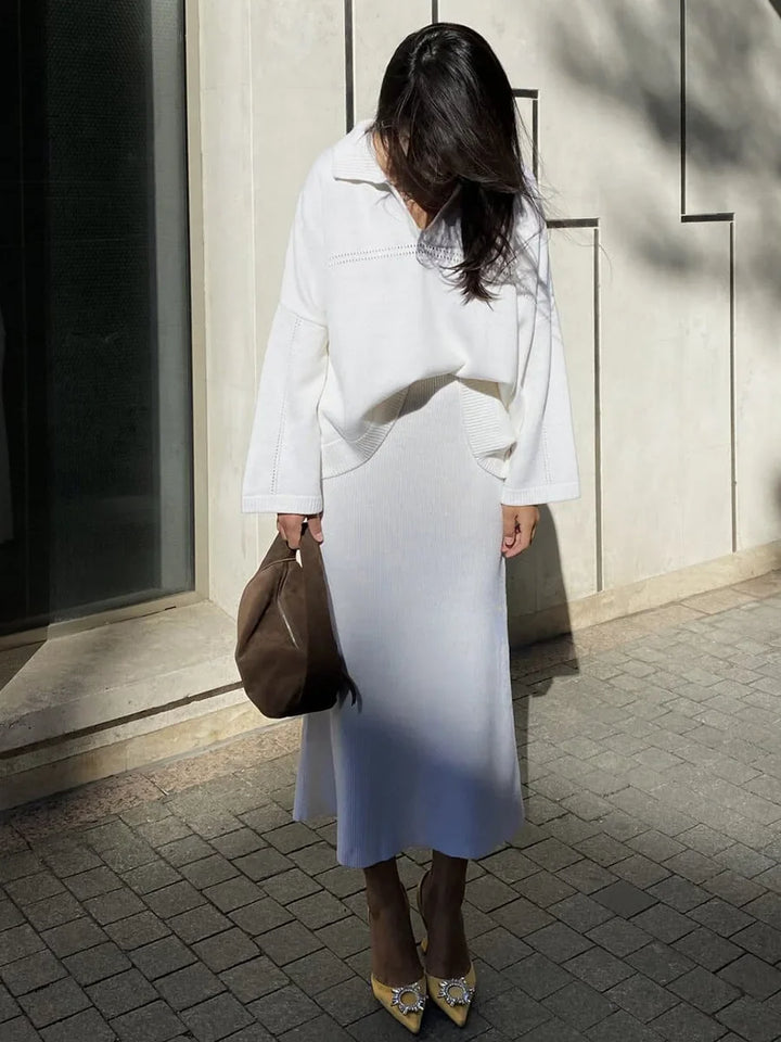 Loose two-piece knitted set maxi skirt and top - Shilav