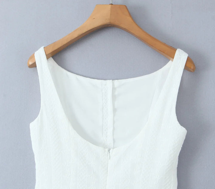 Mini Dress with Embroidery and Button Detail - Shaked